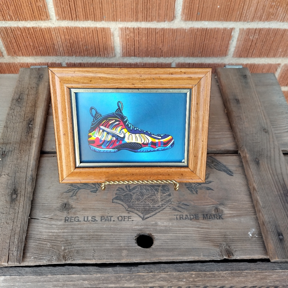 8 Bit Nike Air Foamposite Framed Mini Art Print Lo-fi Pixel Art By Neon Nicho